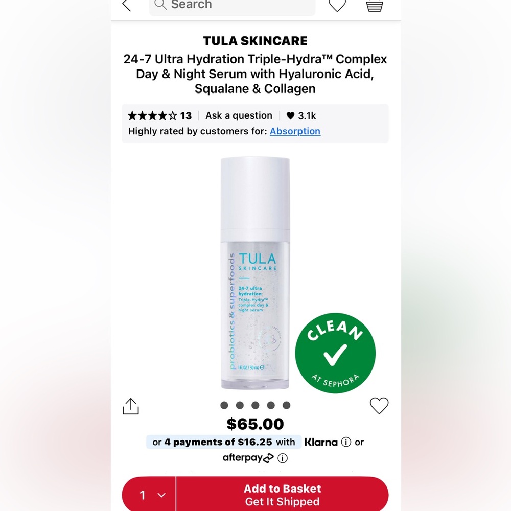 Brand new in Box by Tula Skincare 24-7 Ultra Hydration Serum - White and Blue